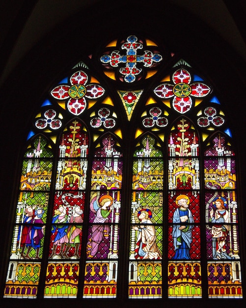 Photo close-up of stained glass window