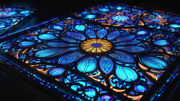 Photo close up of a stained glass window