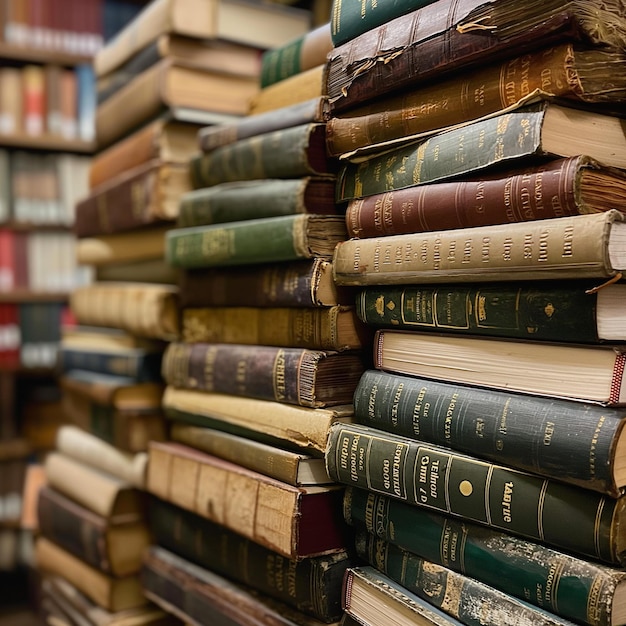 Close-up stapel boeken in de bibliotheek