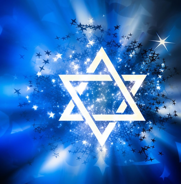 A close up of a star of david surrounded by stars generative ai