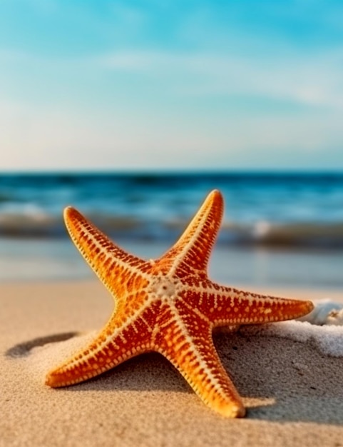 Close up of starfish summer background with copy space