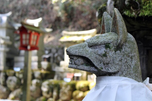 寺院の反対側の像のクローズアップ