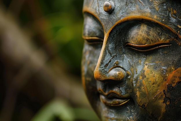 A close up of a statue of a buddha
