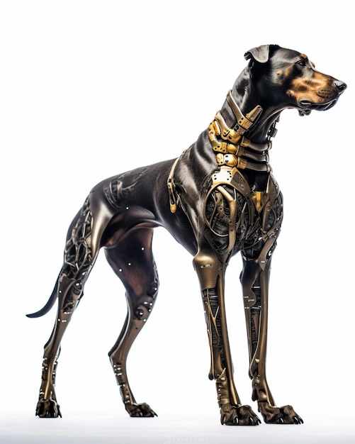 a close up of a statue of a dog with a collar generative ai