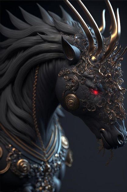 Close up of a statue of a horse generative ai