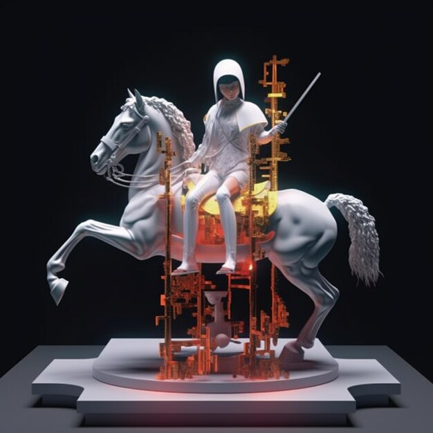 a close up of a statue of a person on a horse generative ai