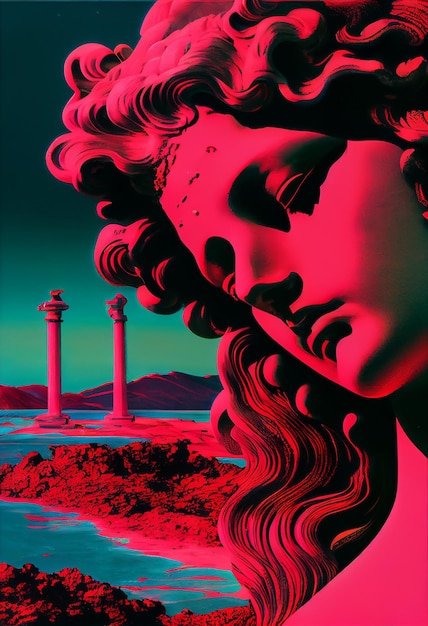 Photo close up of a statue with a lighthouse in the background generative ai