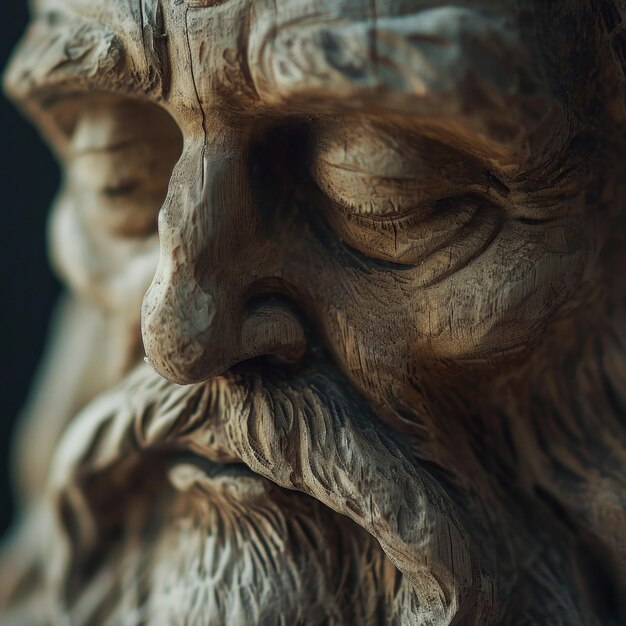 Photo a close up of a statue with an old mans face ai