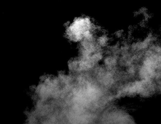 close up of steam smoke on black background