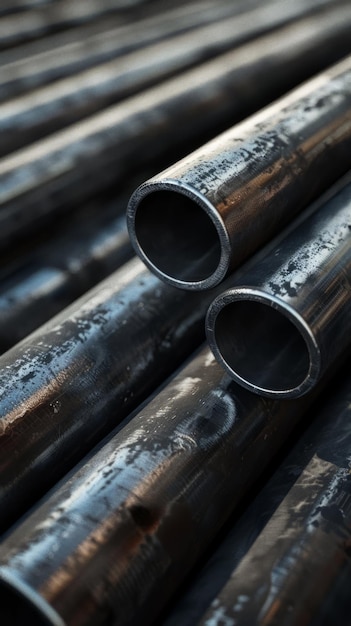 A close up of steel pipes