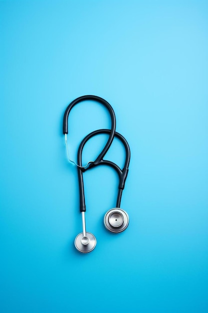 close up of a stethoscope on blue background