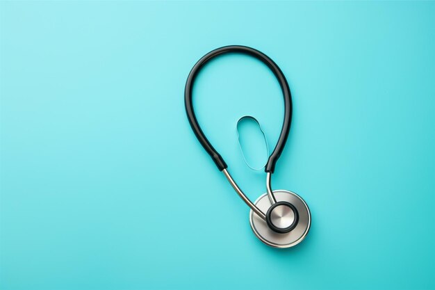 close up stethoscope on blue background