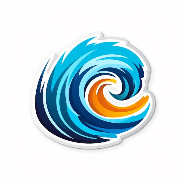 a close up of a sticker of a blue and orange wave generative ai