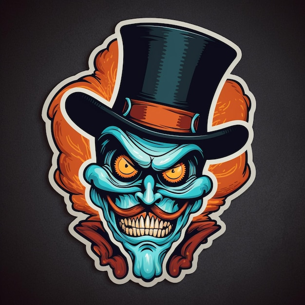 Photo a close up of a sticker of a clown with a top hat generative ai