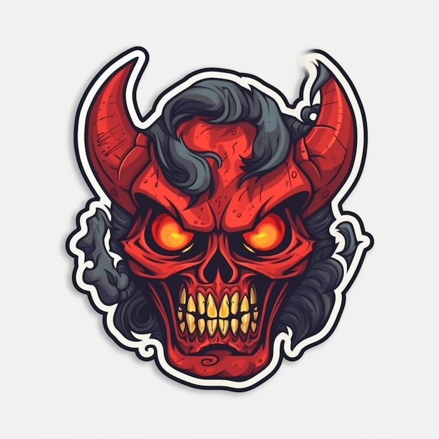 Photo a close up of a sticker of a devil with horns generative ai