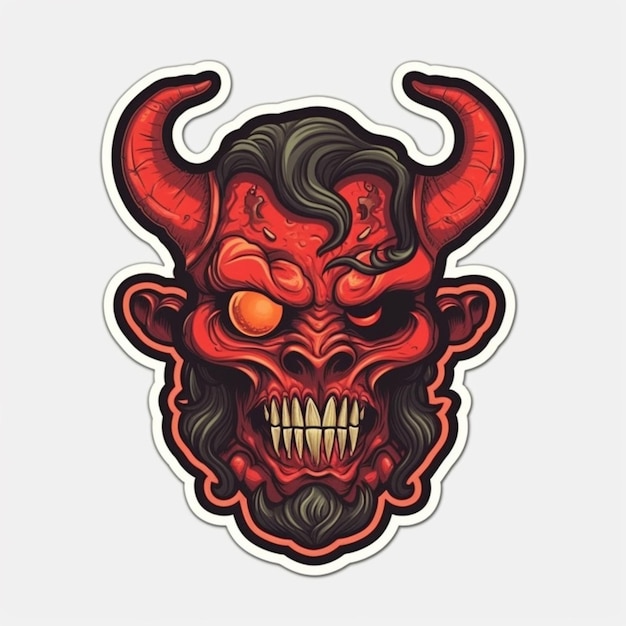 Photo a close up of a sticker of a devil with horns generative ai