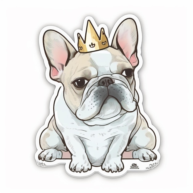 Photo a close up of a sticker of a dog wearing a crown generative ai