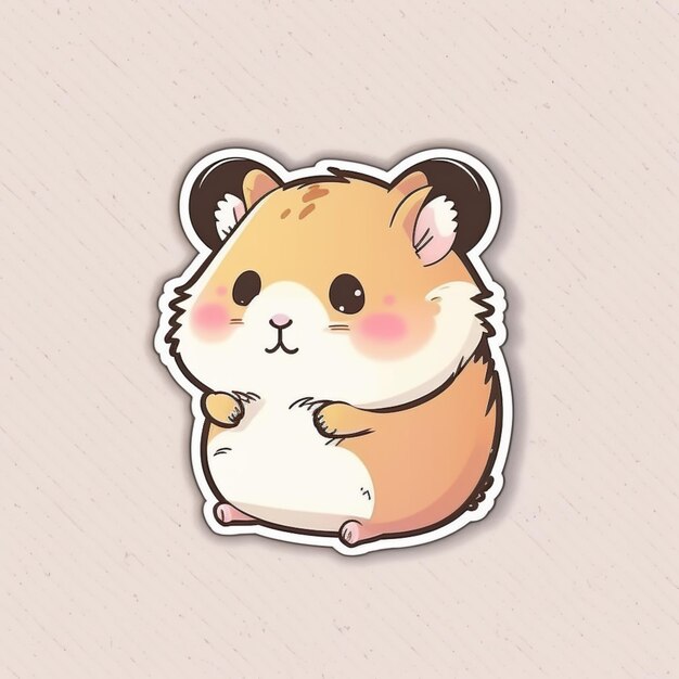 Photo a close up of a sticker of a hamster with a face generative ai