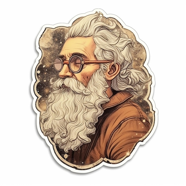 A close up of a sticker of a man with a beard generative ai