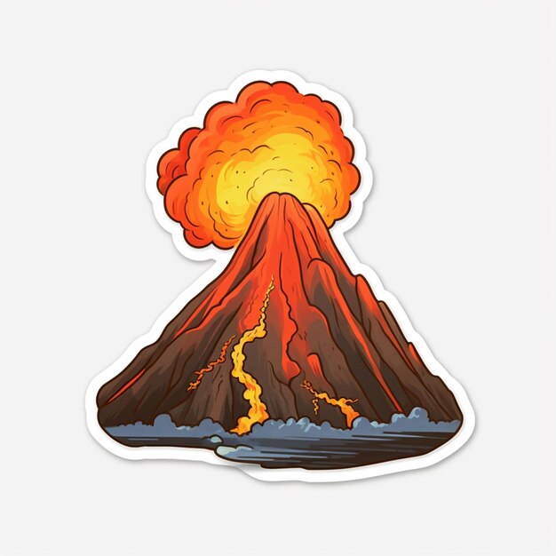 Photo a close up of a sticker of a volcano with lava and lava generative ai