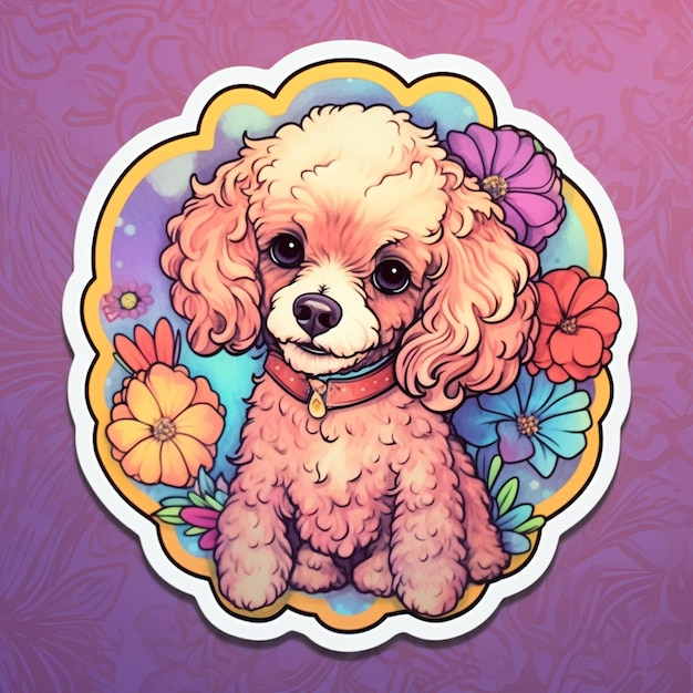 a close up of a sticker with a dog on it generative ai