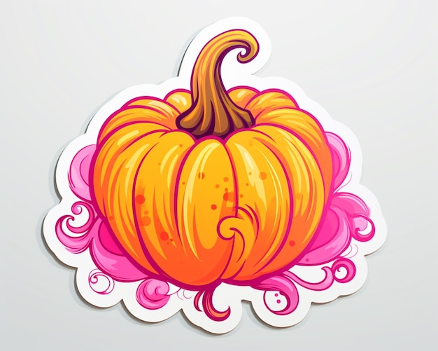 a close up of a sticker with a pumpkin on it generative ai