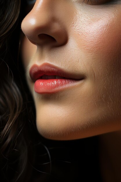 Foto close up stock foto van een mooie vrouw mond met witte tanden