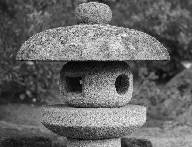 Close-up of stone stack on rock