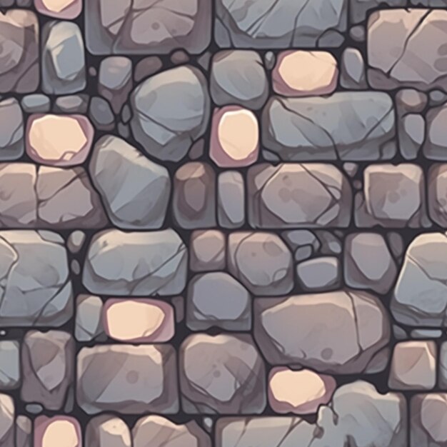 Photo a close up of a stone wall with a lot of rocks generative ai