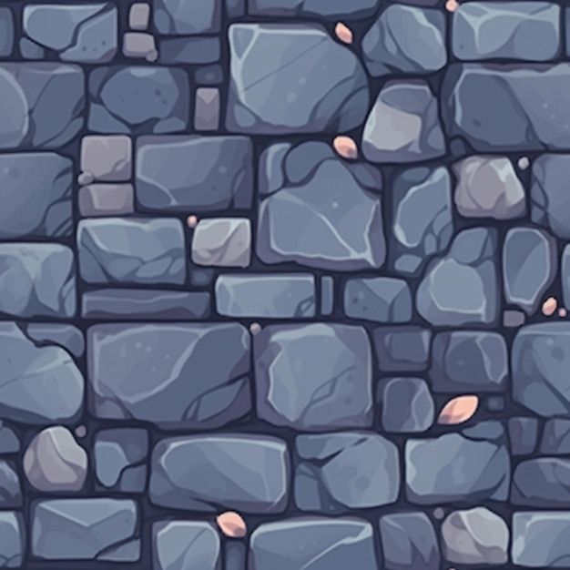 A close up of a stone wall with a pink flower generative ai