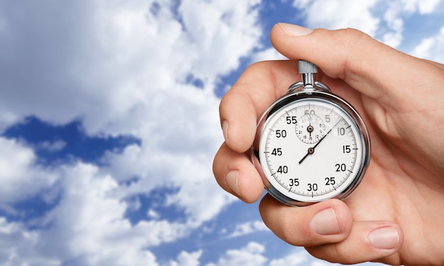 Close-up Stopwatch in Human Hand, Timer