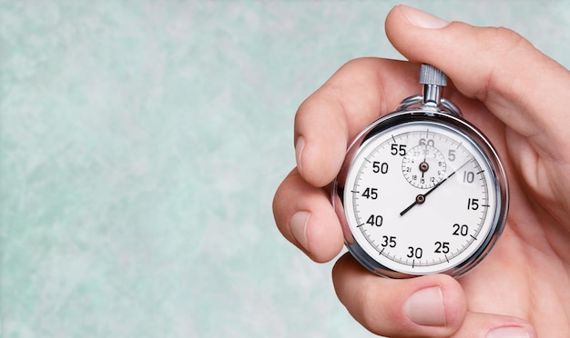 Close-up Stopwatch in Human Hand, Timer