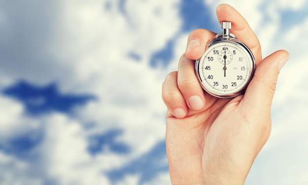 Close-up Stopwatch in Human Hand, Timer