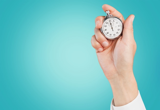 Close-up Stopwatch in Human Hand, Timer