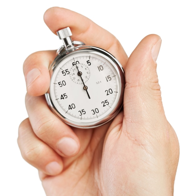 Close-up Stopwatch in Human Hand, Timer