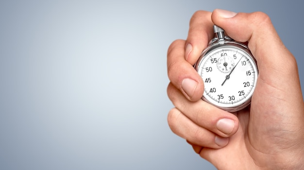 Close-up stopwatch in menselijke hand, timer