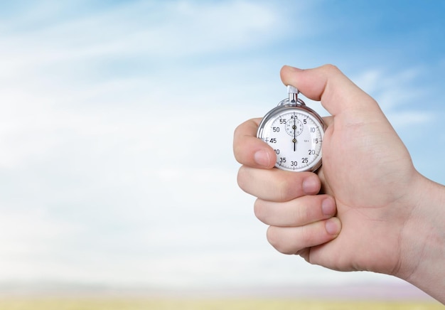 Close-up stopwatch in menselijke hand, timer