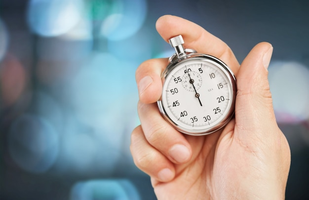 Close-up stopwatch in menselijke hand, timer