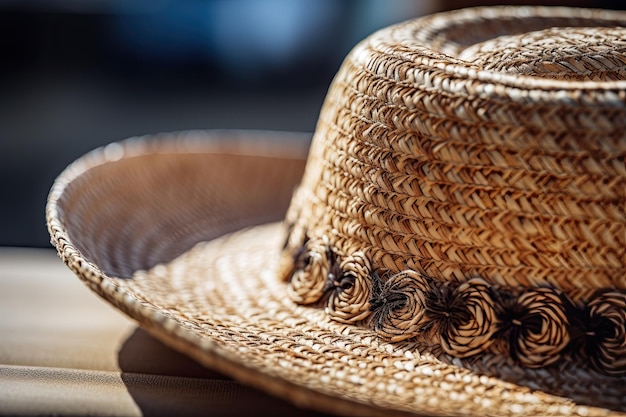 Close up of the straw cowboy hat