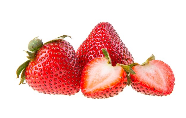 Close-up of strawberries against white background