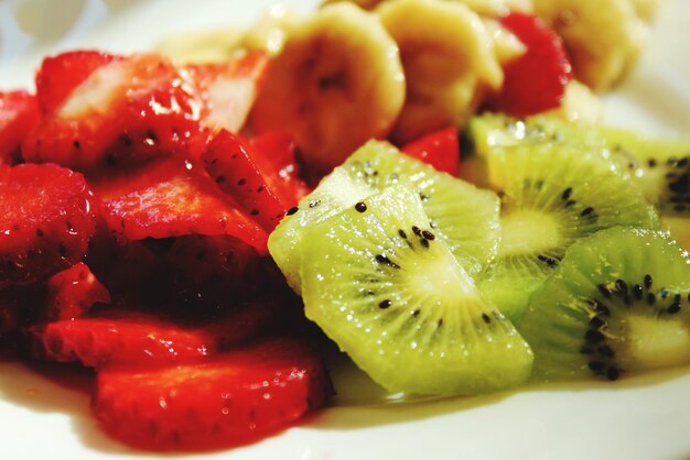 Close-up of strawberries in plate