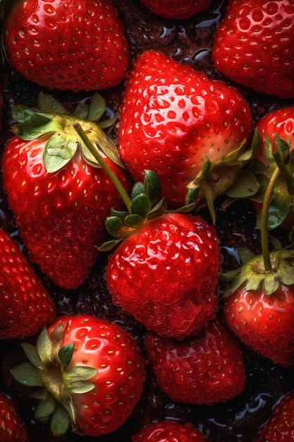 A close up of strawberries on a plate