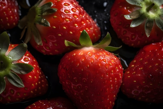 A close up of strawberries on a plate