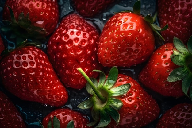 A close up of strawberries on a plate