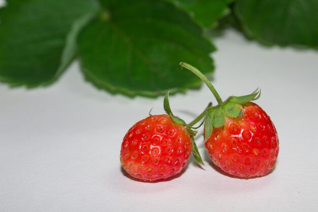 Close-up of strawberries on table