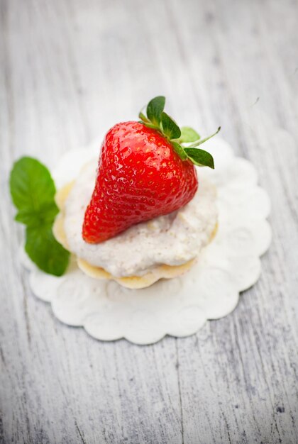 Close-up of strawberries on table