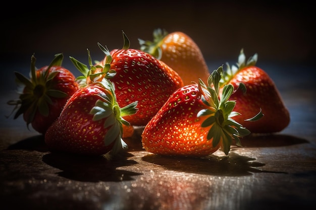 A close up of strawberries on a table