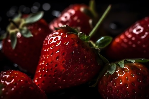 A close up of strawberries with the letter b on it