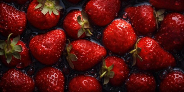 A close up of strawberries