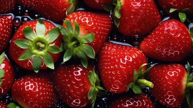 A close up of strawberries